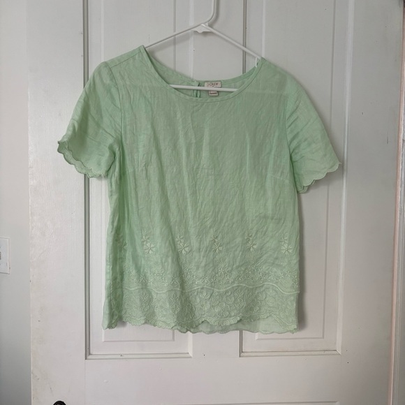 J. Crew Light Green Lace Blouse - Picture 1 of 5